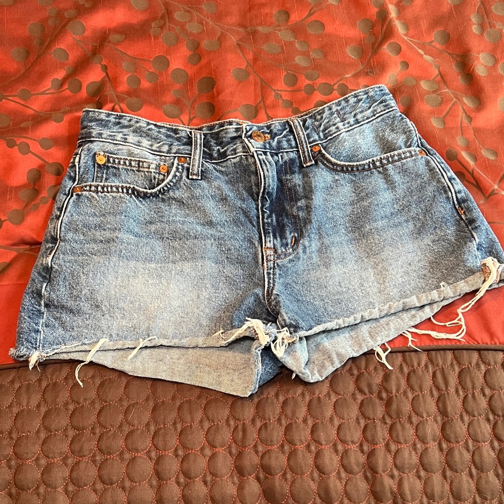Madewell Light Blue Distressed Relaxed Denim Shorts 26